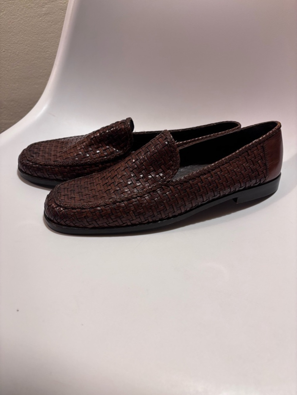 Cole Haan Brown Woven Leather Loafers - Picture 6 of 7